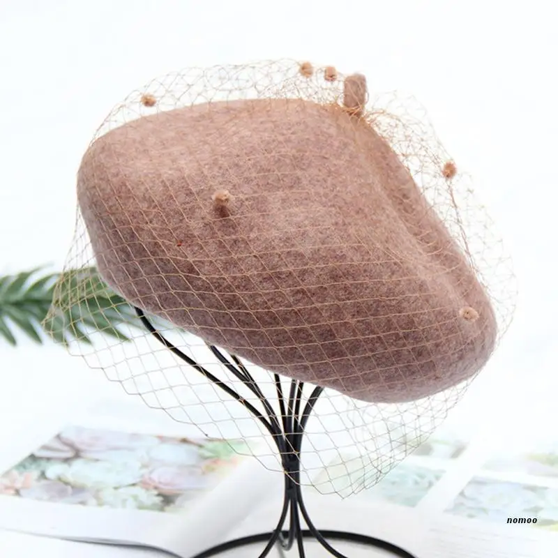 Женский шерстяной берет с винтажным рисунком Осень-зима |