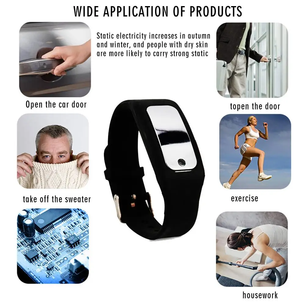 Automatic Static Removal Bracelet Human Body Anti Wristband Silicone Braceletwith Wireless Intelligent Warning Light |