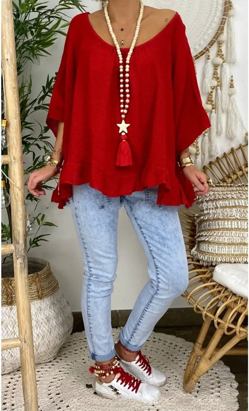 Блузка женская однотонная с открытой спиной модная рубашка бамбуковым узором