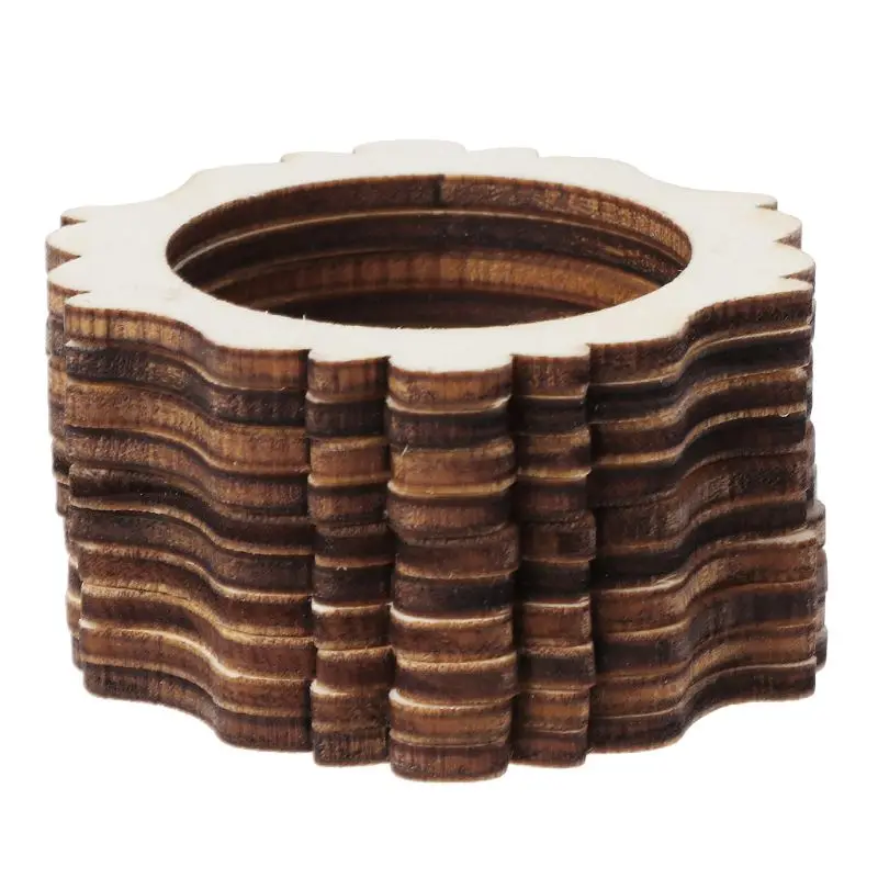 

10pcs Cut Wood Photo Frame Embellishment Wooden Shape Craft Wedding Decor