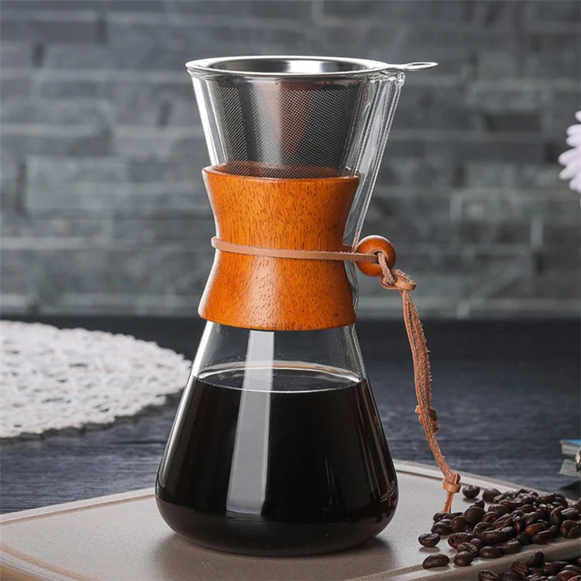 

New Arrival 2018 Heat Resistant Classic Glass Coffee Maker Style Pour Over Coffeemaker 550ml/3 Cups Coffee Drip Pot
