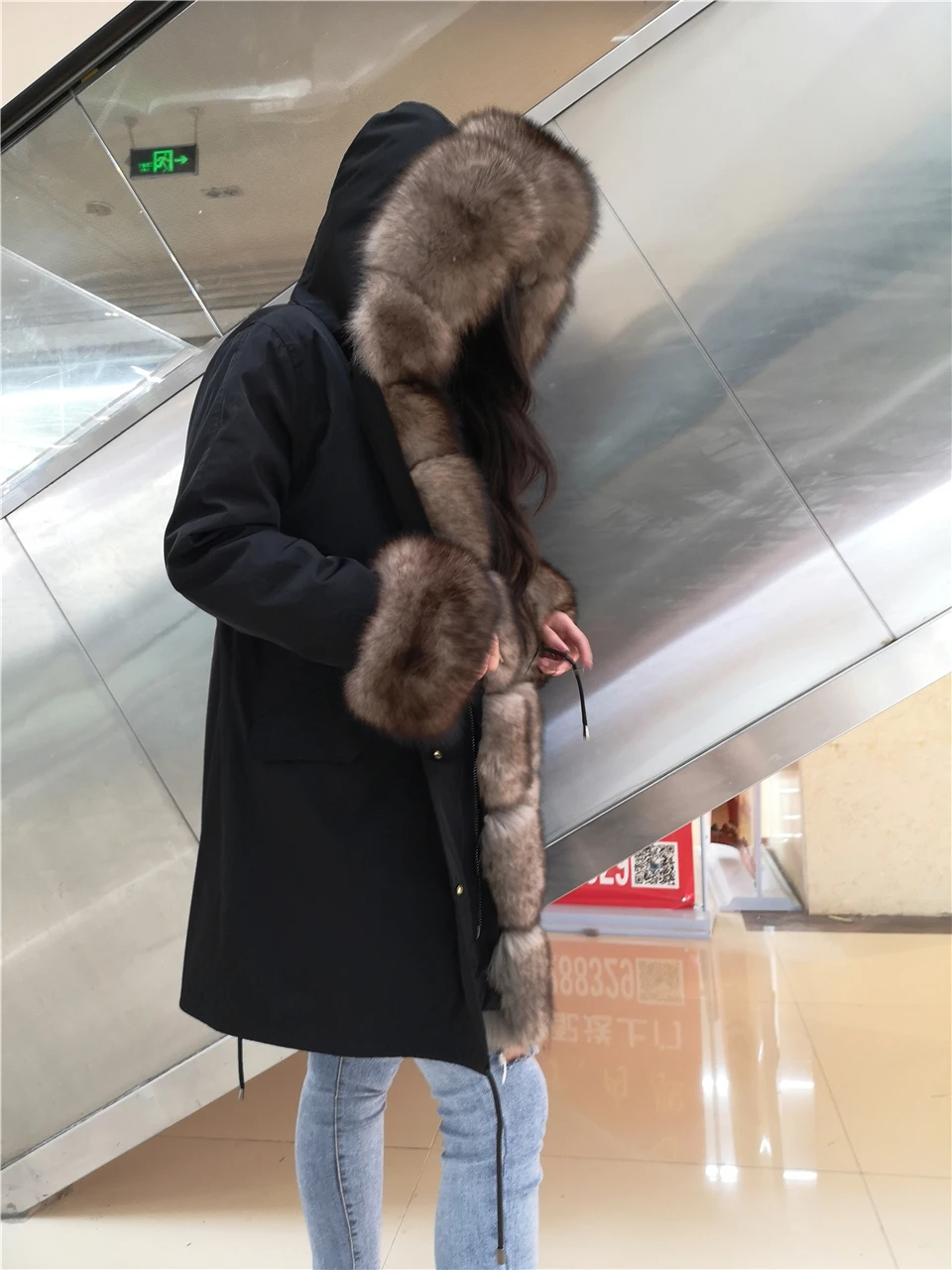 Зимняя парка, натуральный мех, натуральный мех, парка с мехом, женский большой воротник из лисьего меха, парки из натурального меха, меховая куртка с капюшоном, новинка