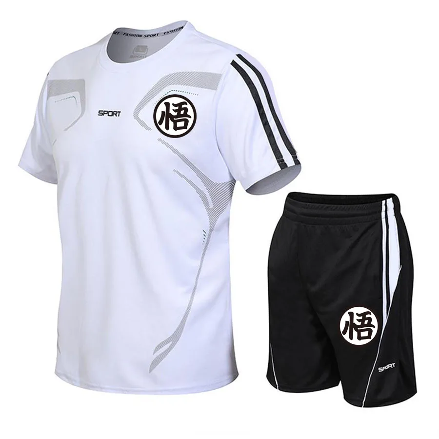 

2021 summer sportswear men's loose T-shirt with shorts, men's clothing football shirt, breathable suit, oversized size M to 5XL