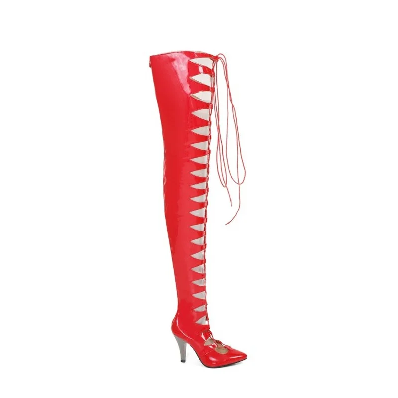 Murah Sepatu Bot Martin Fashion Over-The-Lutut Musim Semi/Musim Gugur Ukuran Besar 33-48 Dengan Hak Tebal Runcing (9Cm) Sepatu Bot Wanita Seksi Modis Q65