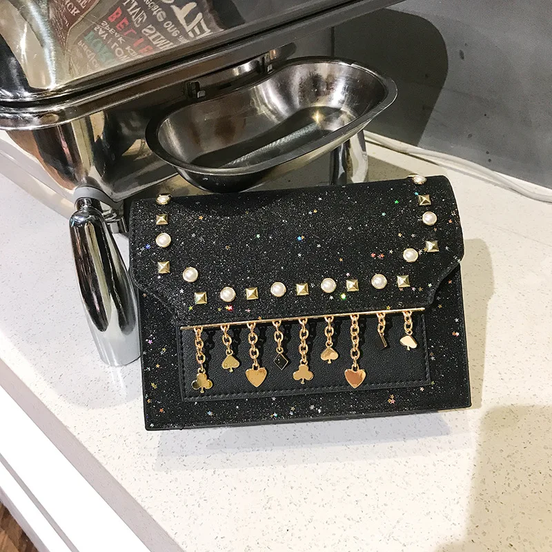 

Shoulder Bag Sequins Wild Pearl Pendant Small 2020 Square Bag Leisure Shopping Travel Messenger Bag Outdoor Travel Handbag