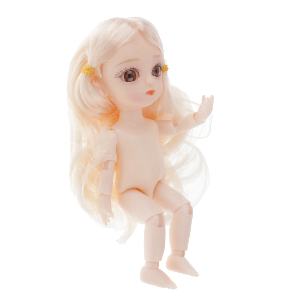 

Mini 16cm 13 Joints Girl Doll Body Model DIY Accessory White Braid