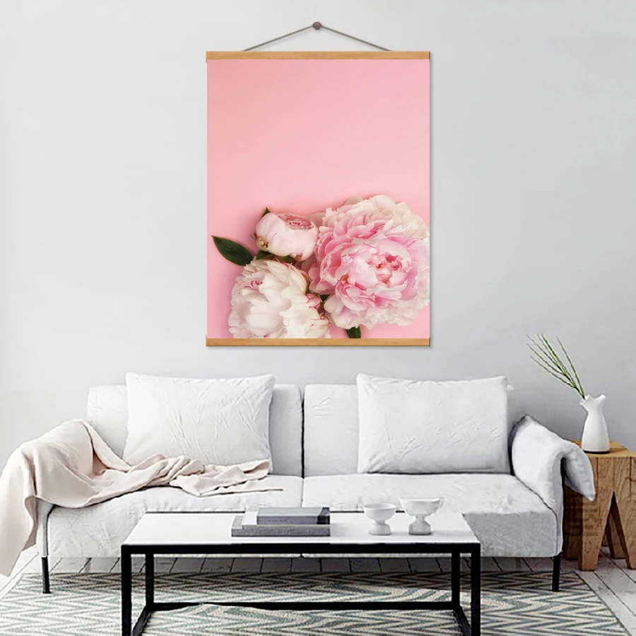 

Pink Blooming Bouquet Wall Art Canvas Painting Nordic Peony Girls For Living Room Pictures Poster Modern Home Decoration