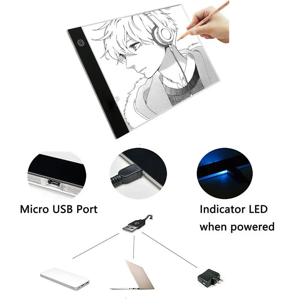

LED Light Box A4 Drawing Tablet Graphic Writing Digital Tracer Copy Pad Board for Diamond Painting Sketch Hotfix Rhinestone