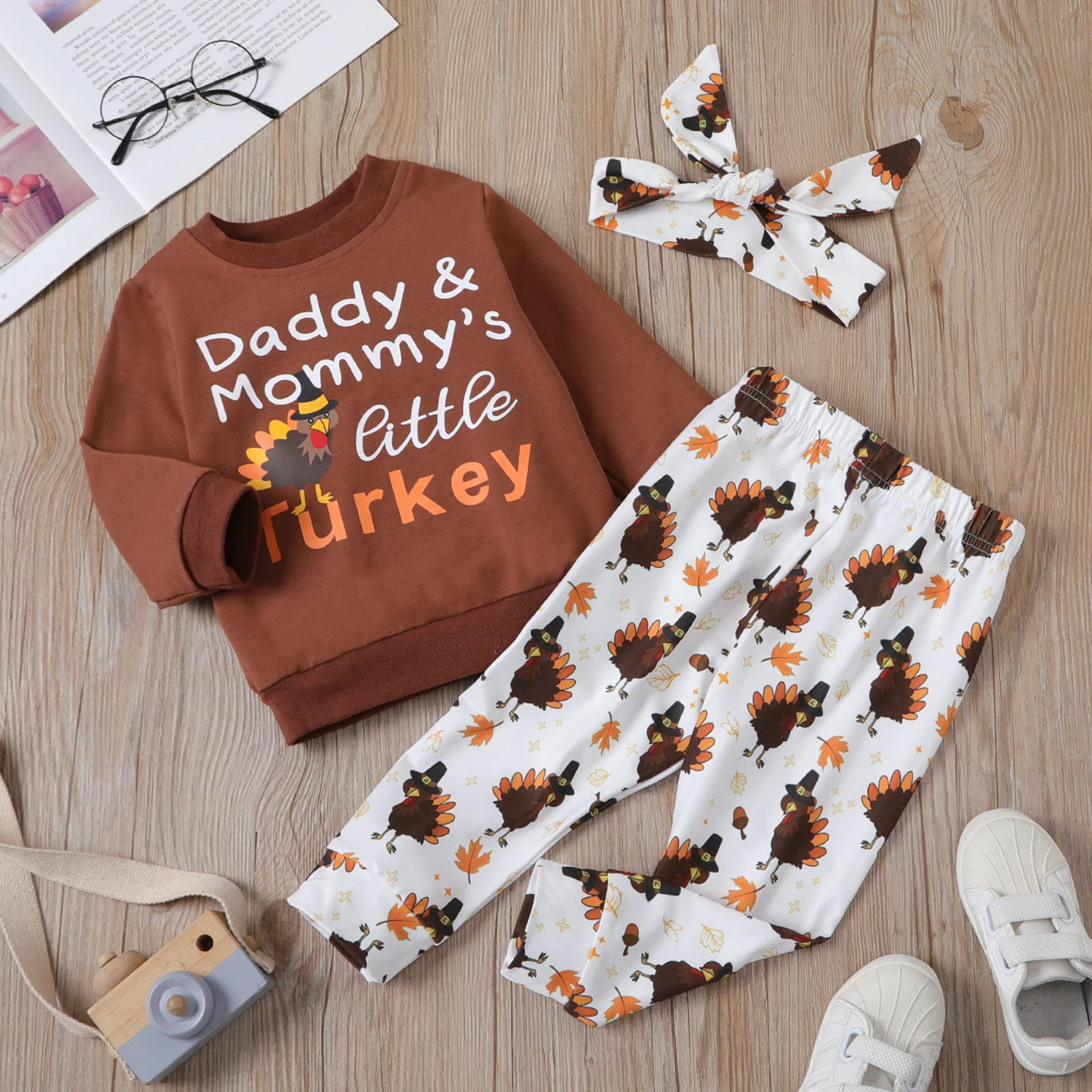 Комплект одежды для новорожденных мальчиков и девочек пуловер с длинным рукавом