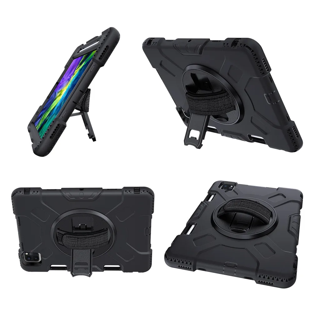 

For iPad Pro 12.9 Case 2020 4th 3rd Generation Full Body Shockproof iPad Pro 12.9 2018/2020 360° Rotating Stand Cover with Strap