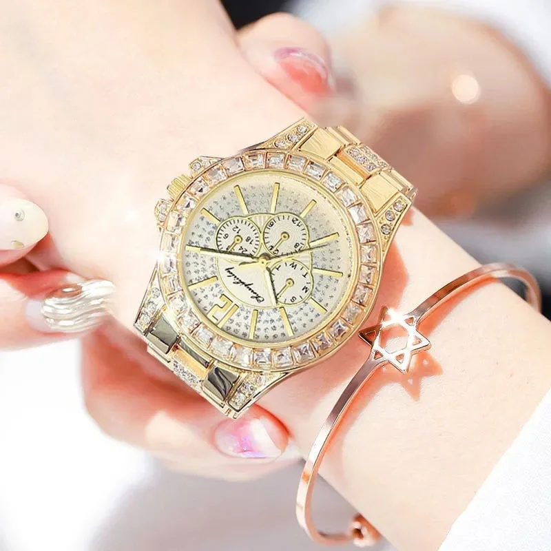 

Foreign trade new watch female Korean fashion trend full diamond temperament rhinestone steel belt ladies business quartz watch