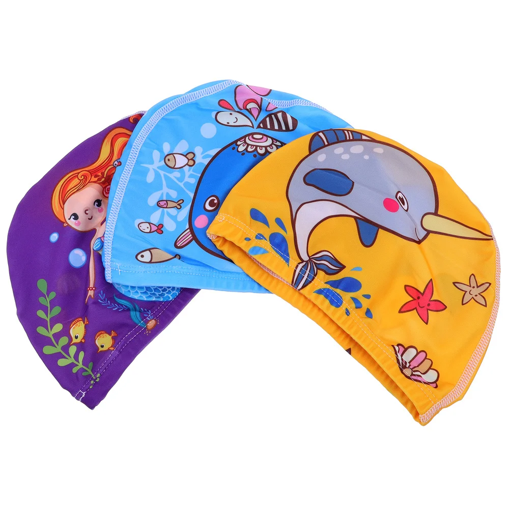 

3pcs Lovely Cartoon Printing Swimming Caps Children Swim Caps Shower Caps