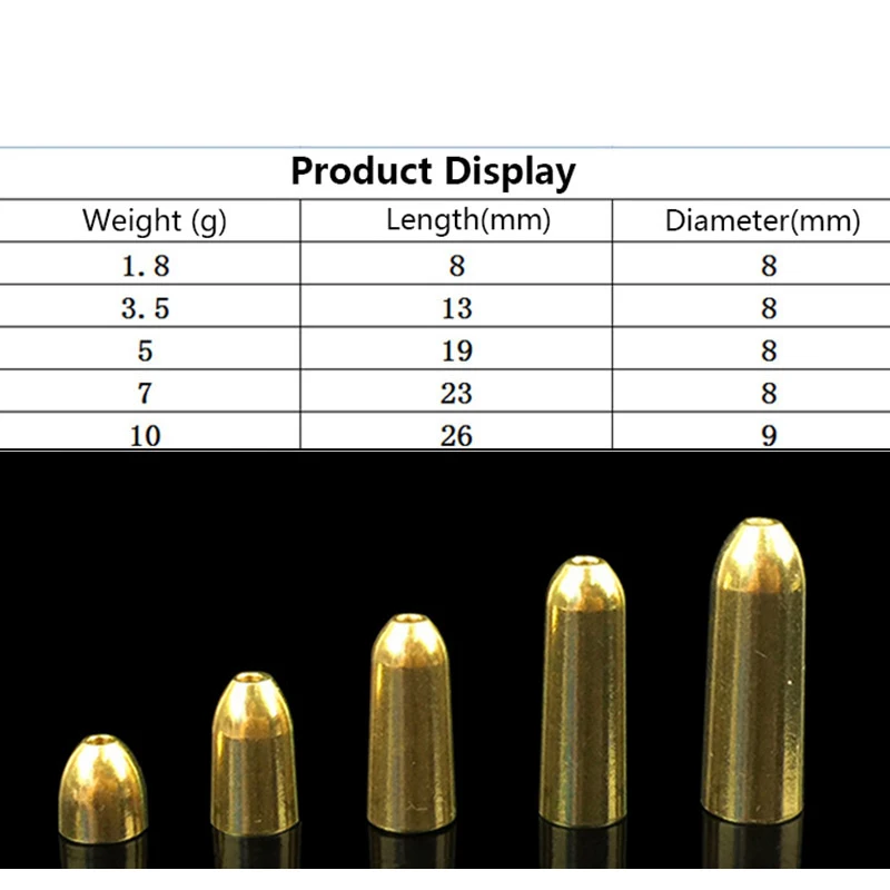 Набор гирь для рыбалки JIGEECARP латунные пули ловли карпа 5 шт. грузила 1 8 г 3.5g 5g 7 10