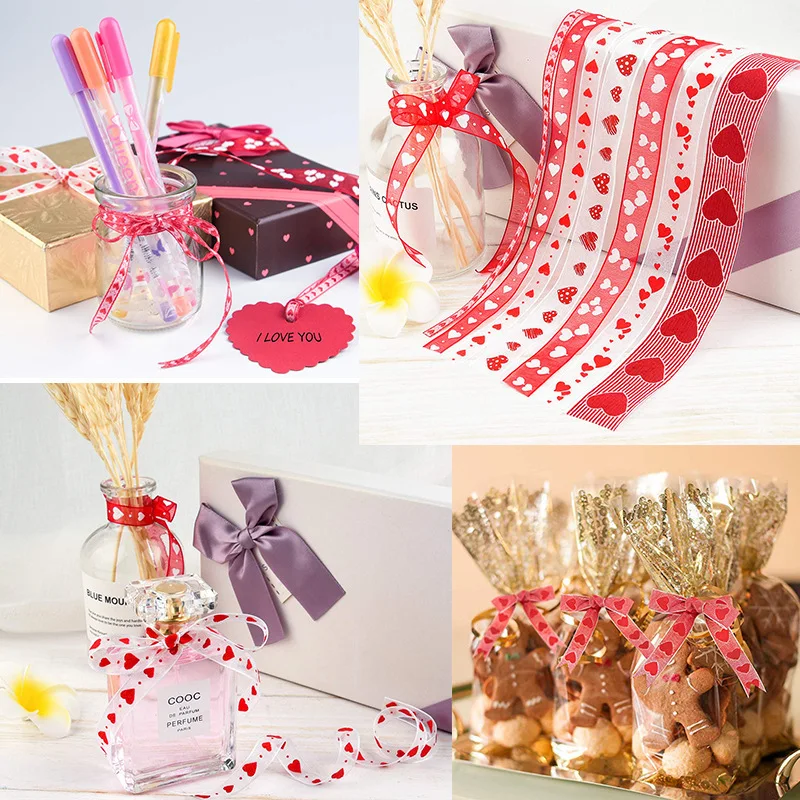 Новая Органза Сердце свадьба лента Рождественский подарок ручная работа Сделай