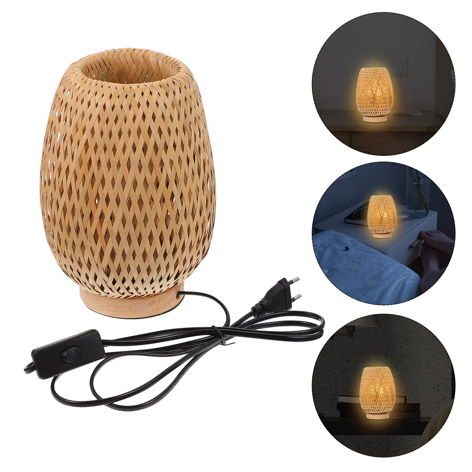 

1 Pc Bedside Lights Bamboo Lamp Vintage Decorative Home Delicate Lamp(Plug)