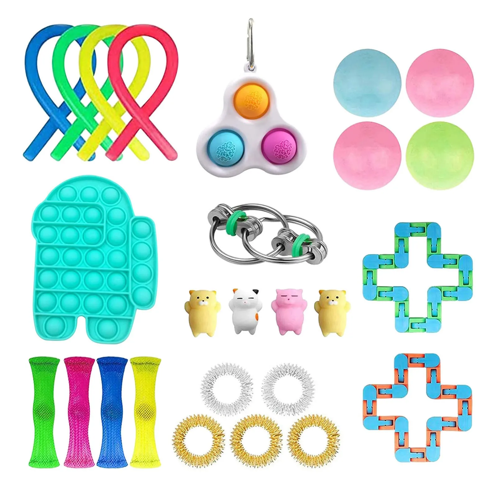 Keyboard Hamburger Fidget Toys Kit Completo Anti Stress Set Anti-anxiety Simple Dimple Antistress Hand Squishy Brinquedos | Игрушки и