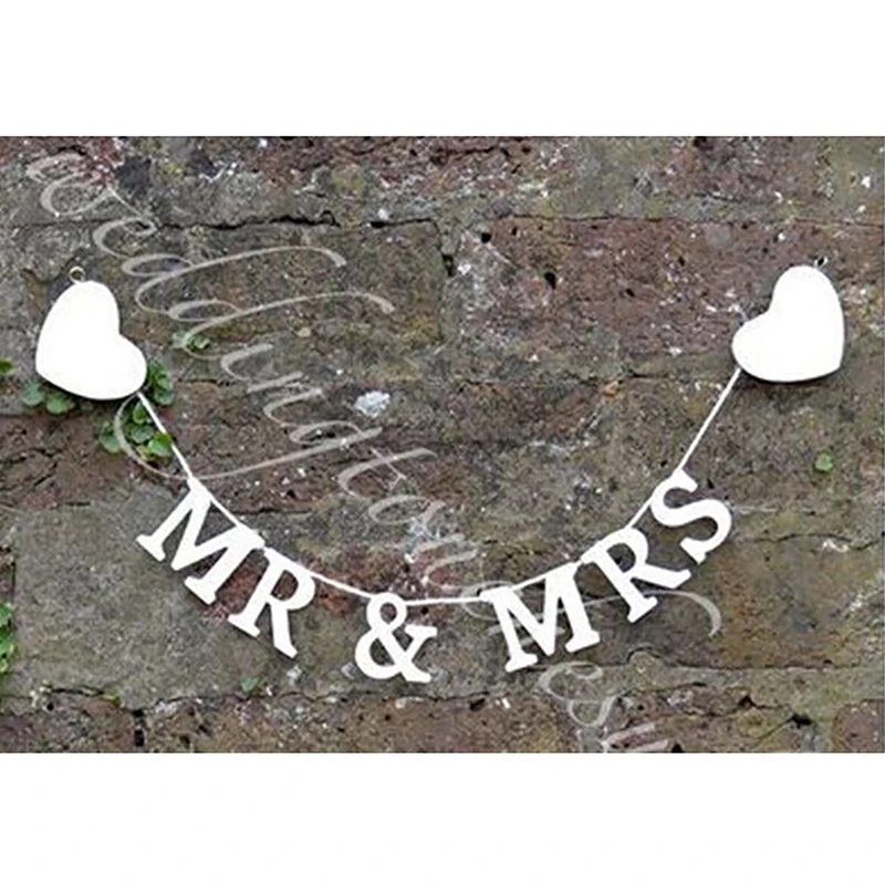 Надпись Mr Mrs Свадебный баннер в рустикальном стиле гирлянда вечерние забавные