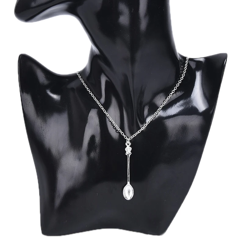 

Fashion Women Tiny Tea Spoon Crown Pendant Necklace Alloy Chain Charm Jewelry