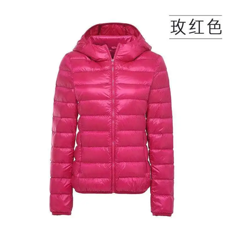 Женский тонкий пуховик размера плюс Белая теплая короткая куртка с капюшоном