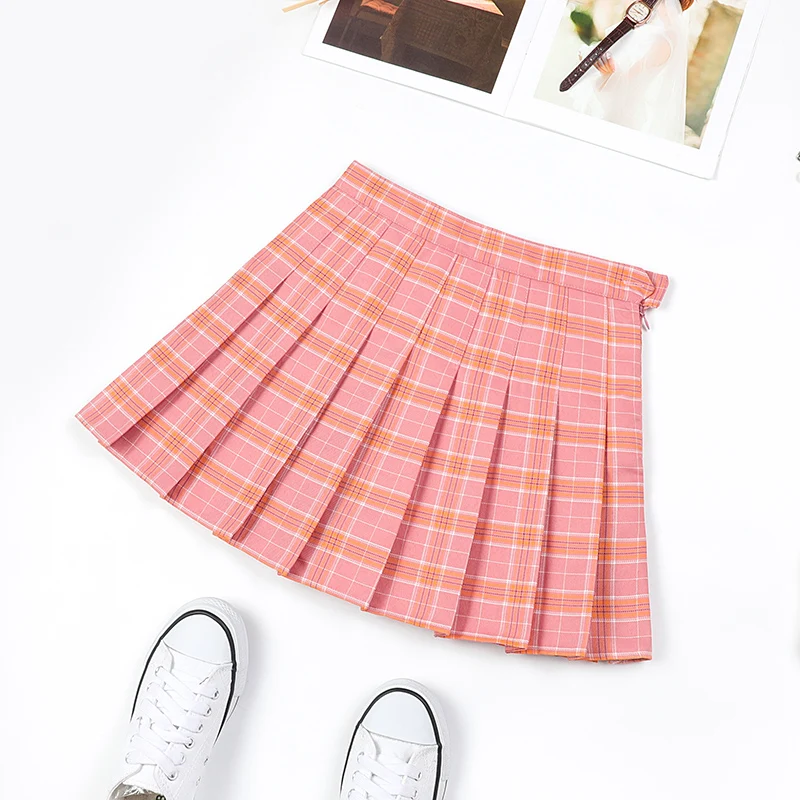 8710 pink Плиссированная юбка для колледжа, Harajuku, консервативный стиль, клетчатая юбка, мини, милая японская школьная форма, Дамская Jupe кавайная юбка Saia Faldas - Цвет: 8710 pink