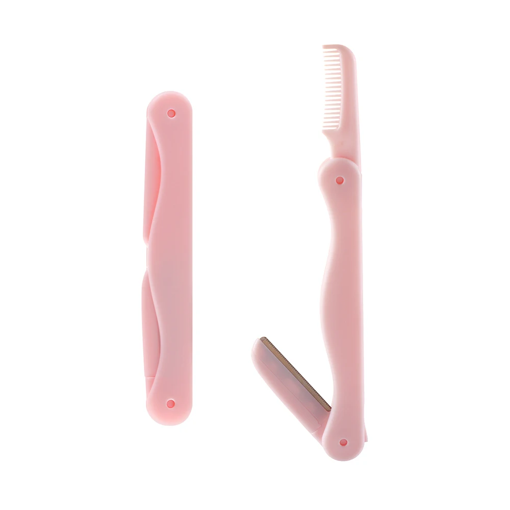 1 PC Pink 1/3 шт. 2 в 1 Нержавеющая сталь складной триммер для бровей с расческой уход за кожей лица волос Бритвы Для женщин бровей Бритва триммер для волос снятие макияжа Инструменты - Цвет: 1 PC Pink