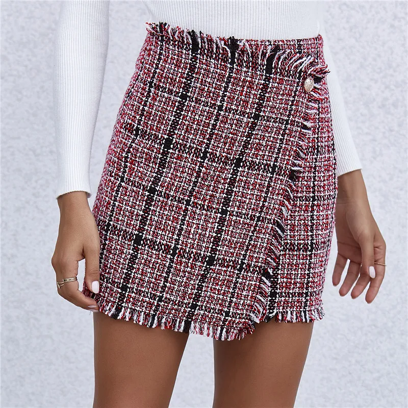 

Sexy Women Plaid Print Bodycon Mini Skirt 2021 High Waist Skirts Stylish Womens Jupe Femme Party Club Pencil Skirts Faldas Mujer