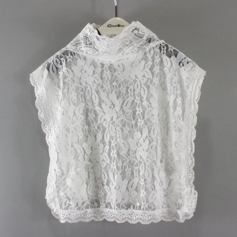 

2021 Stand Fake Collar for Women Vintage Lace Floral Mesh Black Dress False Collars Half Shirt Neckwear Detachable Collar