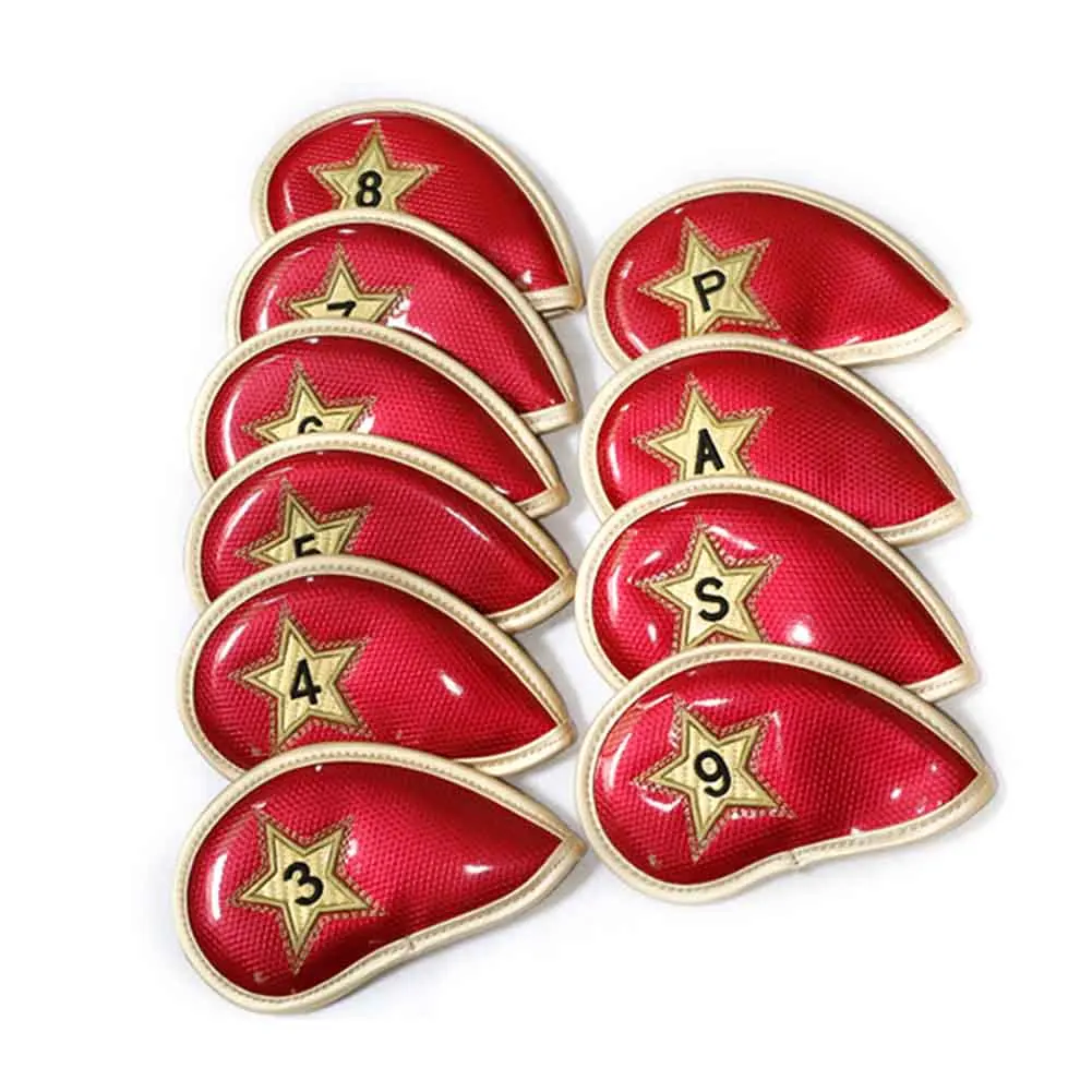 

10pcs/set Outdoor Sports Professional PU Leather Portable Gift Anti Scratch Golf Iron Head Covers Training Aids Protective Case