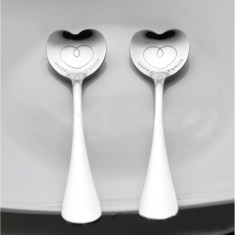 

Stainless Steel Love Heart Cartoon Carved Handle Stainless Steel Kids Spoons Baby Feeding Tableware Toddler Dishes Dinnerware