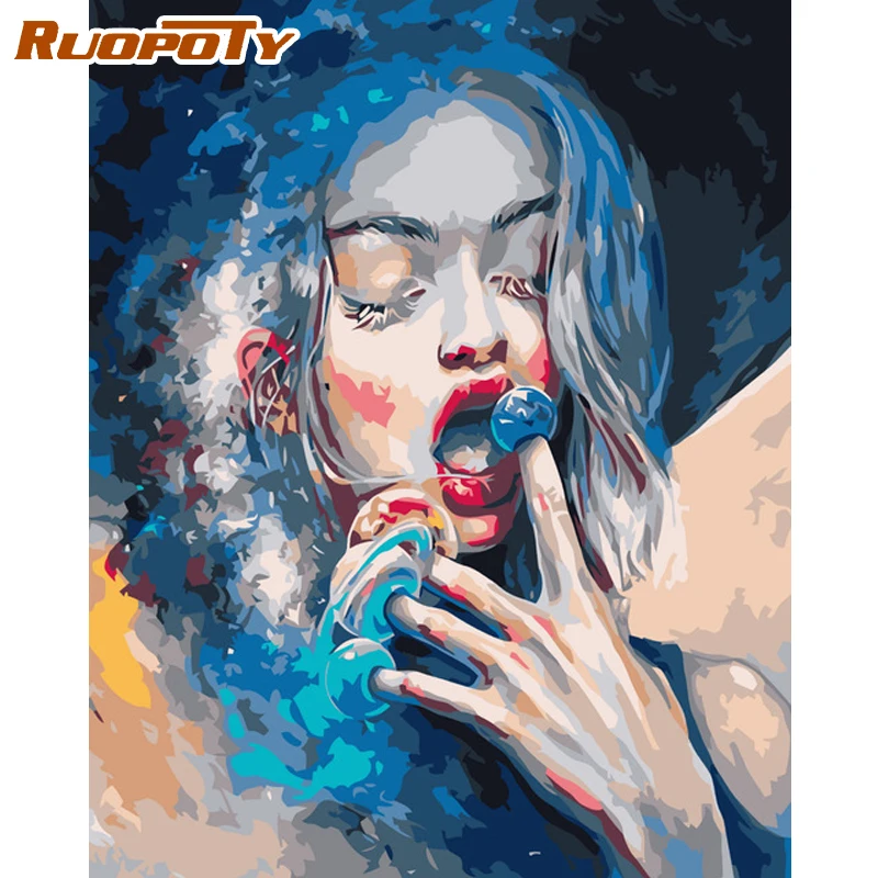 RUOPOTY Рамка DIY Набор для рисования по номерам взрослых абстрактная Женская картина