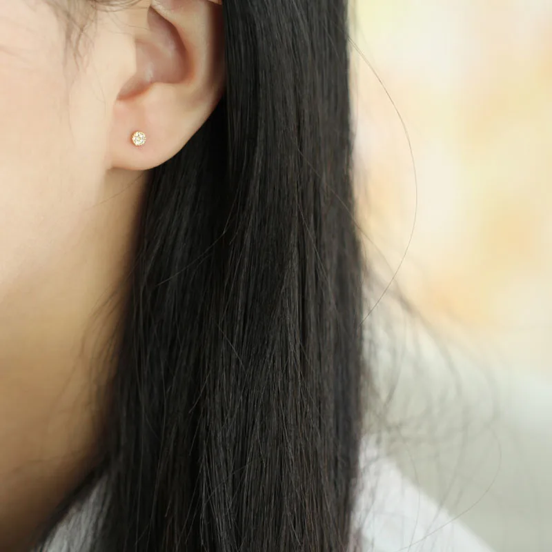 Серьги гвоздики из твердого золота 9 карат в виде гороха Изящные Ювелирные