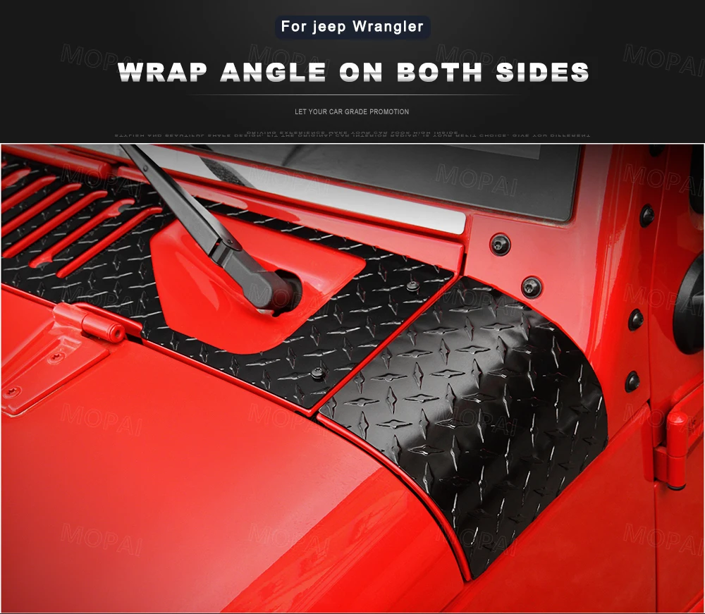 MOPAI Engine Cover Car Stickers for Jeep Wrangler JK 2007- Car Hood Angle Wrap Covers for Jeep JK Wrangler Accessories