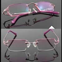 luxury private custom manual pure titanium frame diamond cut high elastic tinted lenses ladies prescription glasses photochromic