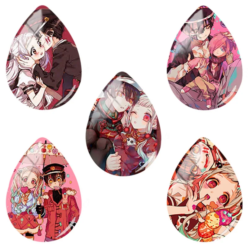 

TAFREE Hot sale Anime Toilet-Bound Hanako-kun 18x25mm Handmade Tear Drop Shape Glass Cabochon Dome Flat Back Jewelry RC01