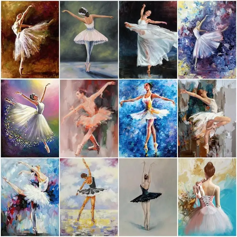 

CHENISTORY Oil Painting By Numbers Girl Handpainted DIY Unique Gift For Adults On Canvas Ballet Dancer Home Decor Art 40x50cm