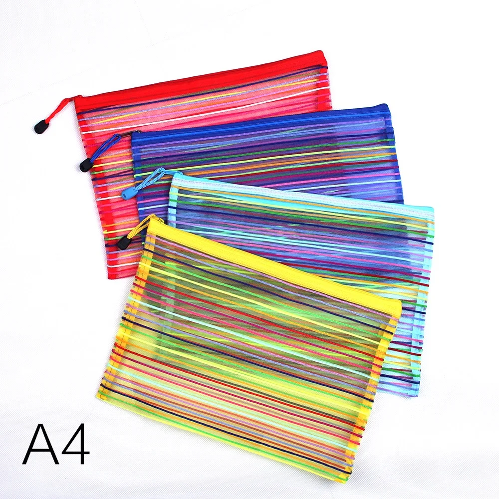 A4 A5 цветная нейлоновая прозрачная сетчатая сумка на молнии папка для файлов