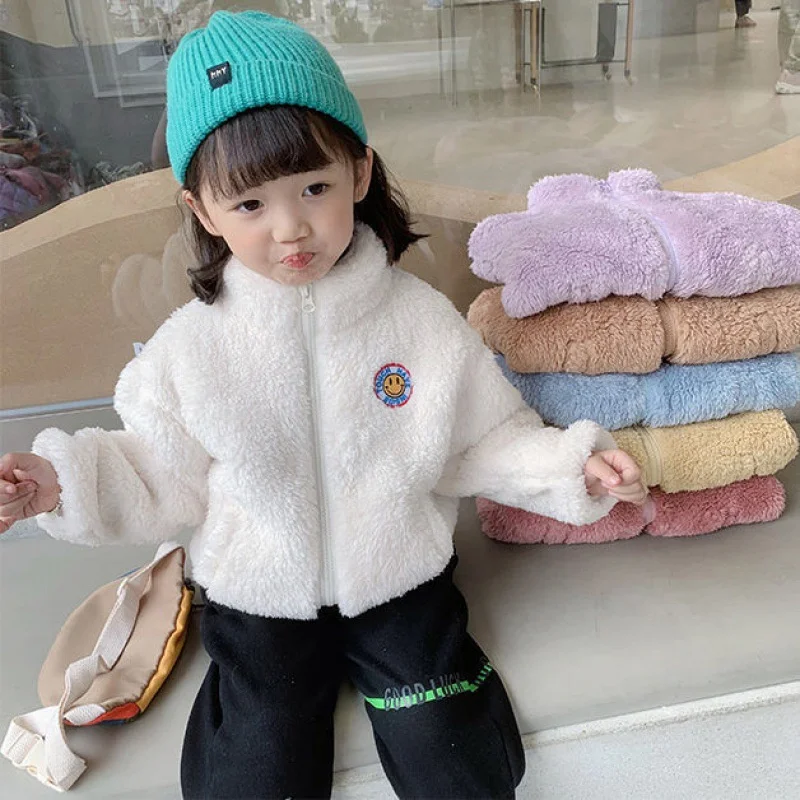 

Girls Baby's Kids Coat Jacket Outwear 2022 Fuzzy Thicken Spring Autumn Cotton Sport Teenagers Overcoat Top Cardigan Children's C