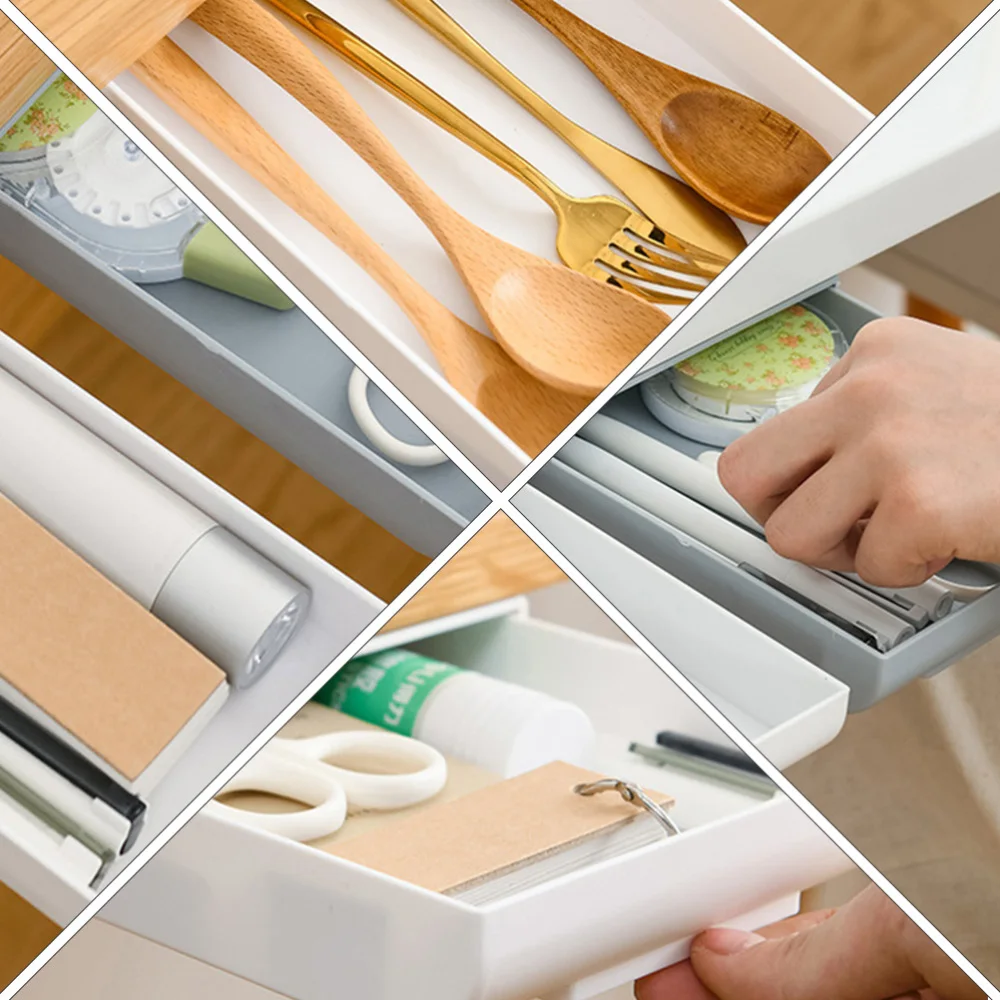 

2pc Hidden Desktop Organizer Retractable Drawer Pencil Tray for Students