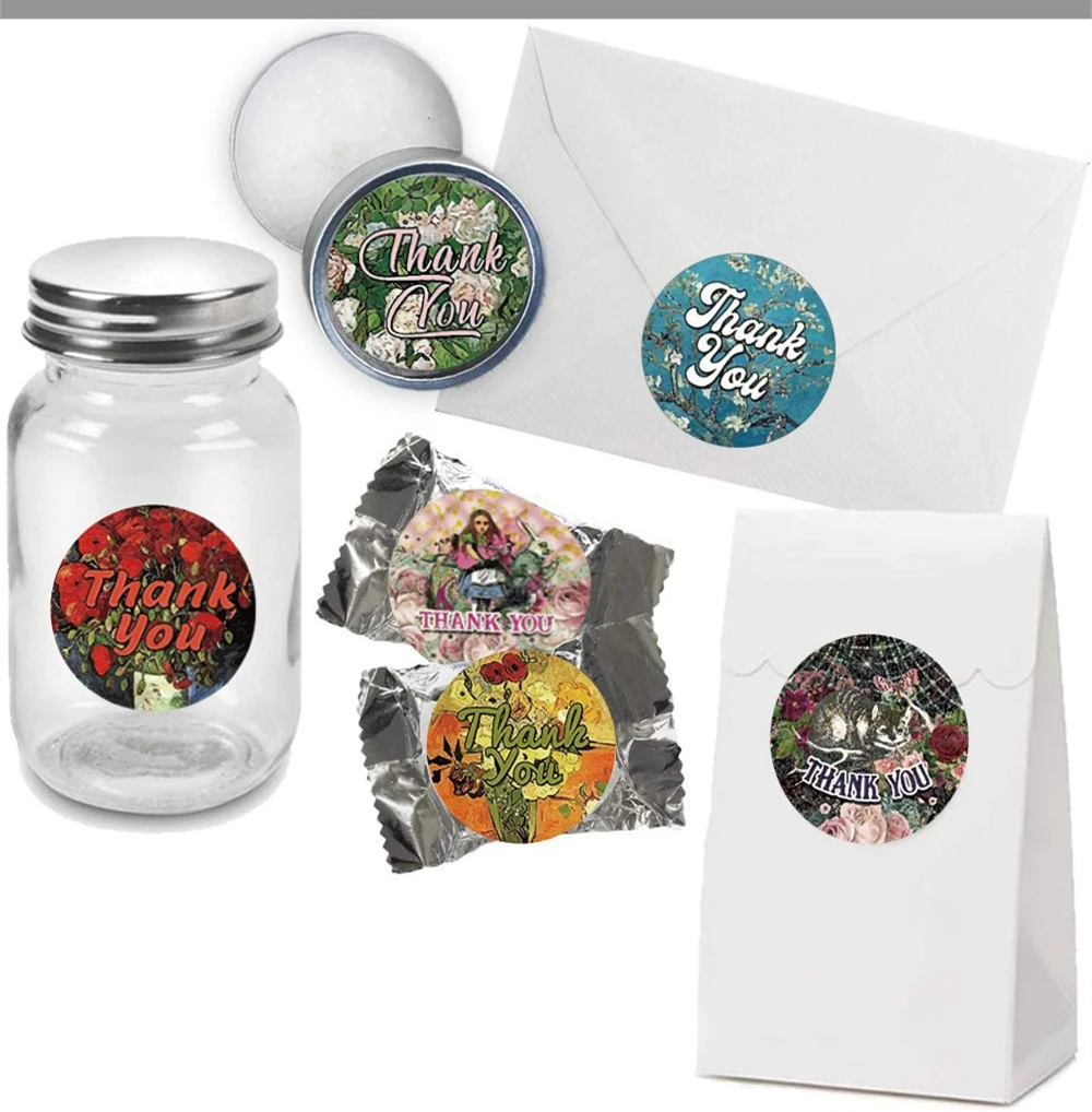 

2021 1 inch 500 pcs/roll, retro thanksgiving sticker, baking gift card sticker, party, gift packaging label
