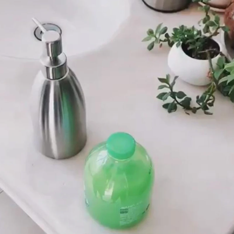 

Controllable Stainless Steel Refillable Bottle Household Liquid Soap Dispenser Bathroom Supplies 500ML Gradient