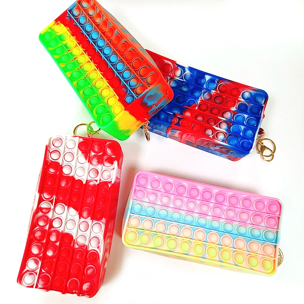 

Фиджет-чехол, силиконовый портативный канцелярский Органайзер с пузырьками для снятия стресса, мягкая сумка для детей, подарок