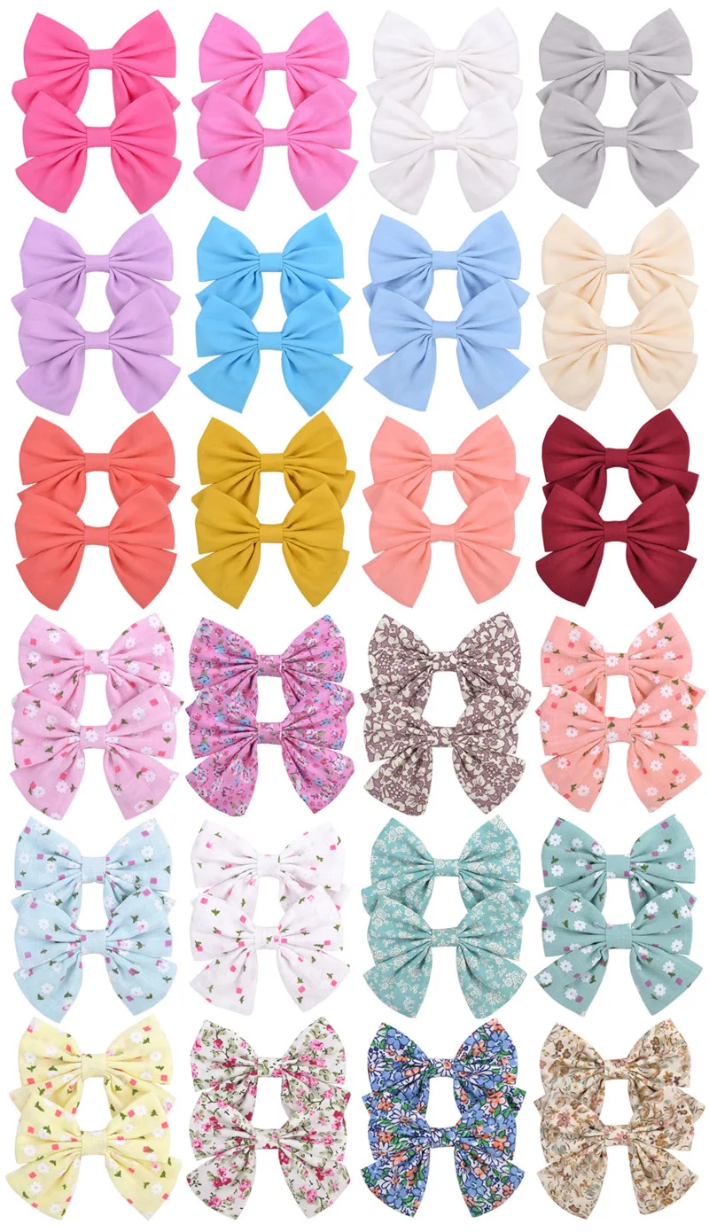 2PCS/Lot Solid Boutique Grosgrain Ribbon Girl Bow Elastic Hair Tie Clip Band DIY Accessories Best Gift 2020 | Детская одежда и