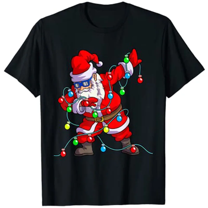 

Christmas Dabbing Santa Men Kids Boys Xmas Gifts Tree Lights T-Shirt