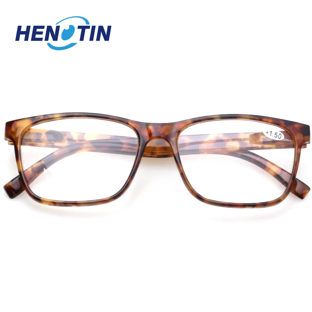 

Henotin Fashion Rectangular Reading Glasses Spring Hinge Colorful Printed Frames Men and Women HD Reader Eyeglasses