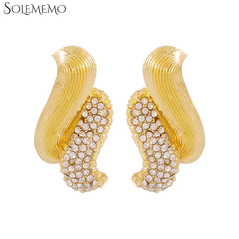 Модные новые золотые серьги гвоздики со стразами для женщин свадебные украшения