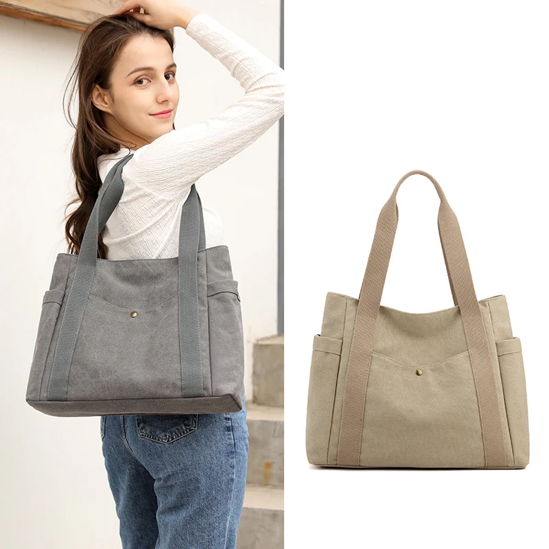 

KVKY High Quality Women's Top-Handle Bags Female Shoulder bags Portable Handbags Canvas Ladies Tote Casual Shopping Bag bolsas
