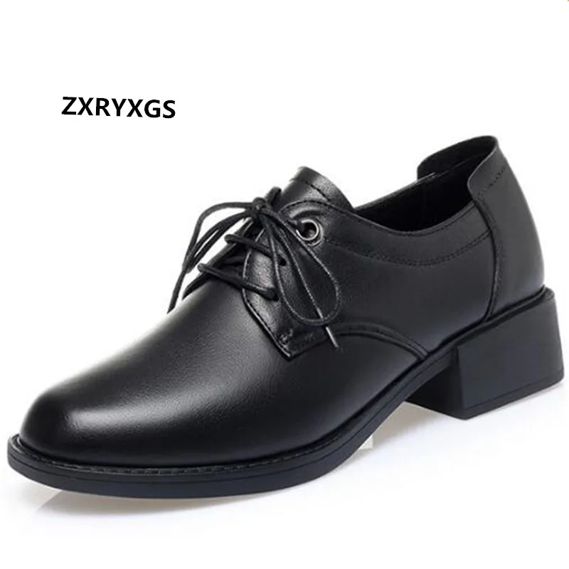 

Женские ботинки на шнуровке, черные, из натуральной кожи, на толстом каблуке, зимние, теплые, 2021