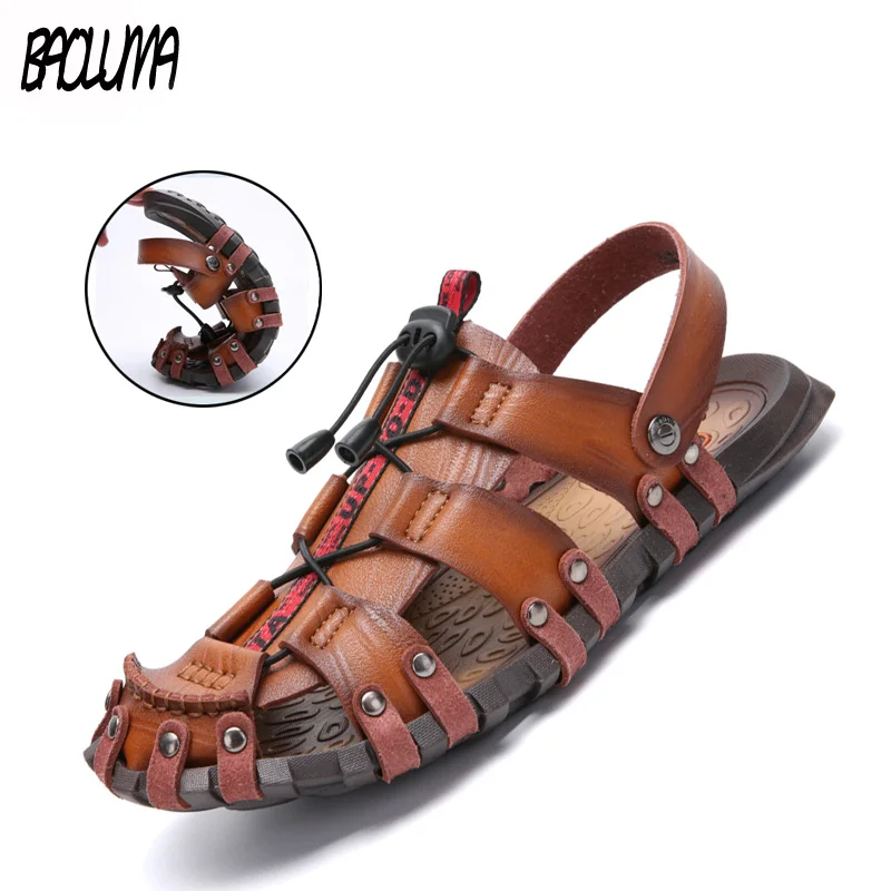 Сандалии мужские дышащие Пляжная Уличная обувь роскошные римские шлепанцы