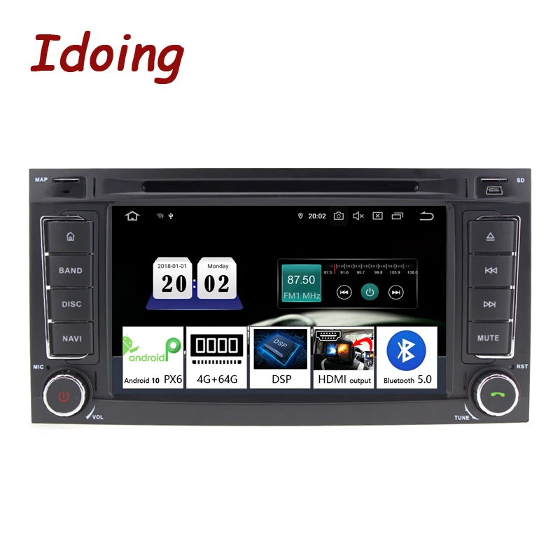 Idoing 7 &quot2Din автомобильный Android 10 радио плеер для Volkswagen Touar PX6 4G + 64G IPS DSP GPS навигация