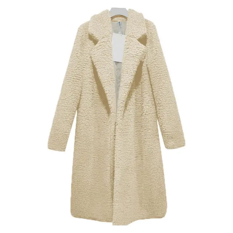 Beige Однотонная флисовая куртка, Женское пальто, Осень-зима, теплый мягкий кардиган, меховая куртка, женское элегантное пальто из искусственного меха, женское повседневное пальто - Цвет: Beige